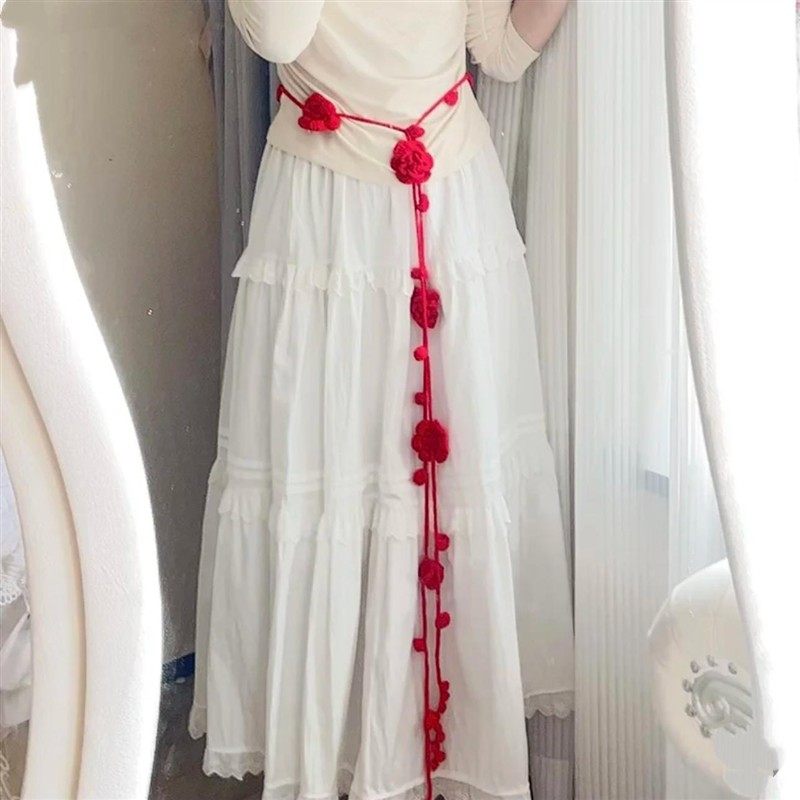 玫瑰花腰带设计感小众针织甜美百搭女士腰链配连衣裙编织围脖装饰,服饰配件/皮带/帽子/围巾,腰带/皮带/腰链,淘宝优惠券,粉丝福利购,淘宝优惠卷