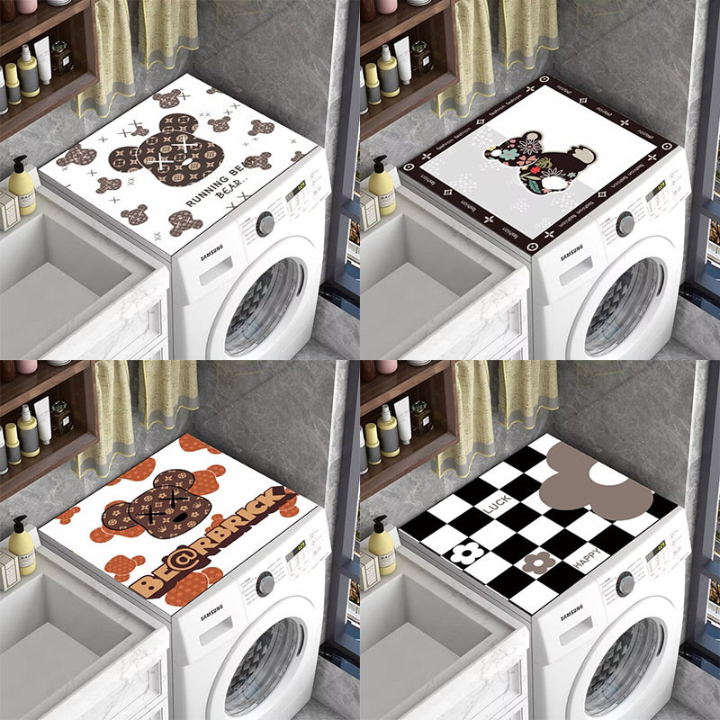 硅藻泥洗衣机盖布防水防晒防尘防油床头柜垫双开门冰箱垫子轻奢风