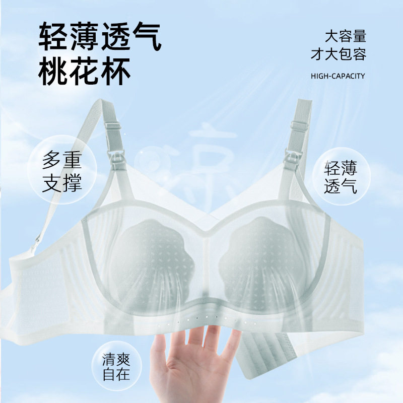 桃花杯超薄钢圈聚拢哺乳文胸前