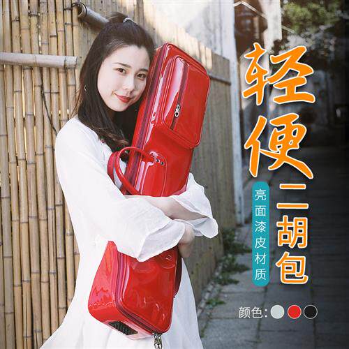 吴越牌二胡包漆皮亮面水晶革二胡琴包加厚防水防震琴套镜面胡琴袋