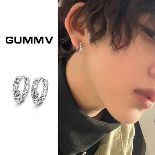 男士独特小众港风圆形耳环高级