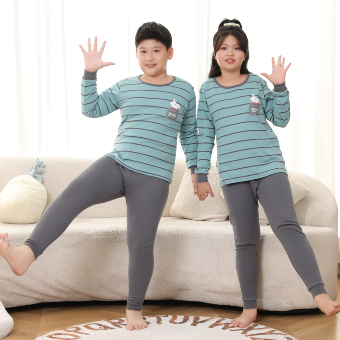 男女童秋季纯棉加肥加大秋衣秋裤