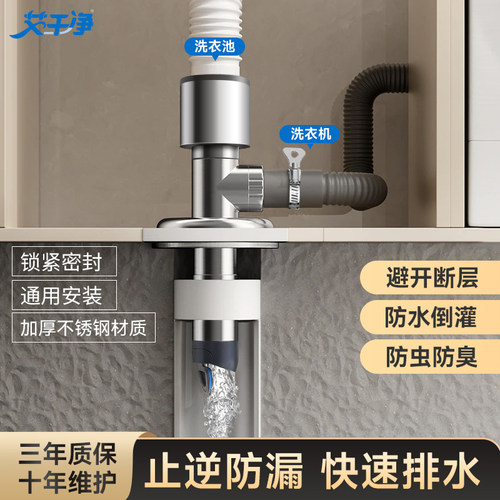 【加厚304不锈钢】洗衣机三通