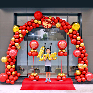 宝石红气球拱门结婚大门口装 婚庆用品大全 饰酒店婚礼婚房布置套装