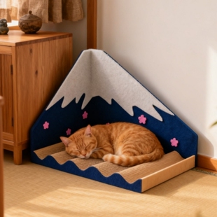 富士山猫抓板靠墙立式雪山猫磨爪子猫窝猫床一体跨境猫爪板高颜值