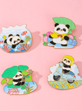 新品文创文旅纪念品四川创意熊猫冰箱贴金属磁吸贴可爱生态装饰品