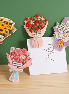 郁金香花束祝福冰箱贴创意立体树脂磁力贴卡通花朵装饰磁性贴装饰