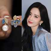 小众珐琅珍珠款 软垫耳夹女无耳洞轻奢复古耳环高级感气质大气耳饰