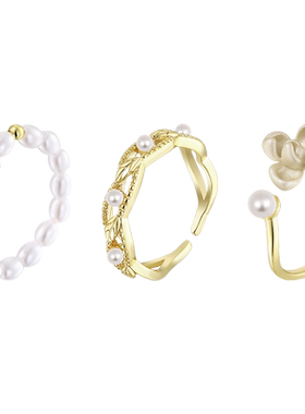 合金冷淡风栀子花戒指