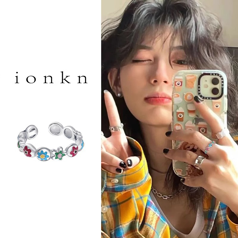 多巴胺彩色花朵戒指女生