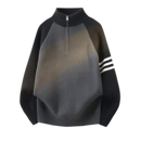 半拉链毛衣男秋冬款青少年加厚半高领线衣初中高中学生针织打底衫