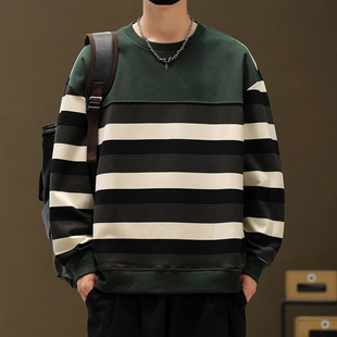 圆领潮牌长袖 秋季 美式 男卫衣春秋打底衫 上衣痞帅休闲外套 2025新款