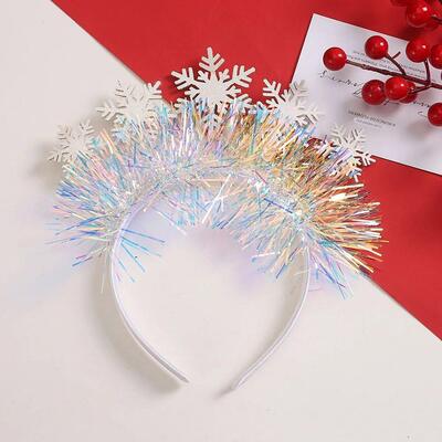Children's White Snowflake Sequin Decorative Hair Hoop C
