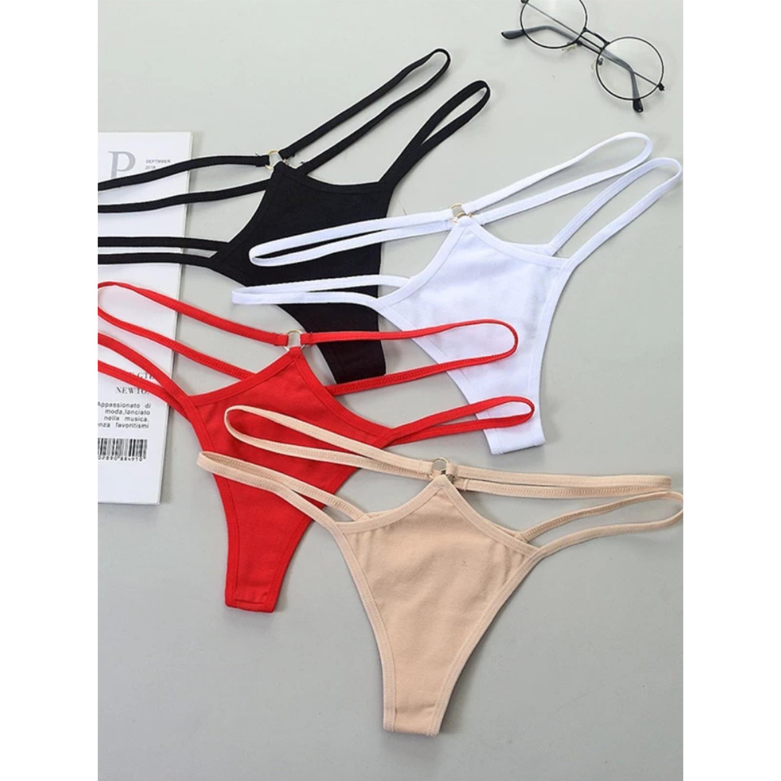 1PCS Women Sexy Cotton Panties Two Belts Hollow Out G-String