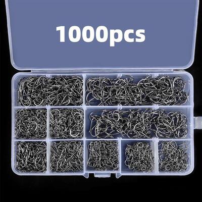 1000PCS Fishing Hooks Set High Carbon Steel Sharp Durable Ba