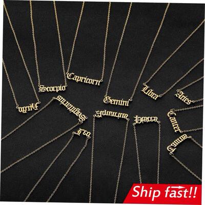 Zodiac women necklace alloy gold silver gift couple girls