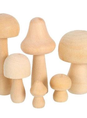 6 Pcs Handcrafted White Mushroom Decor Set Unfinished Craft
