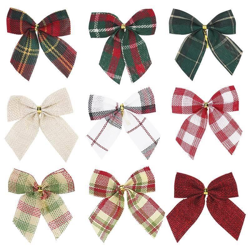 10/20pcs Christmas Gold Dust Bows Christmas Tree Printed Bow
