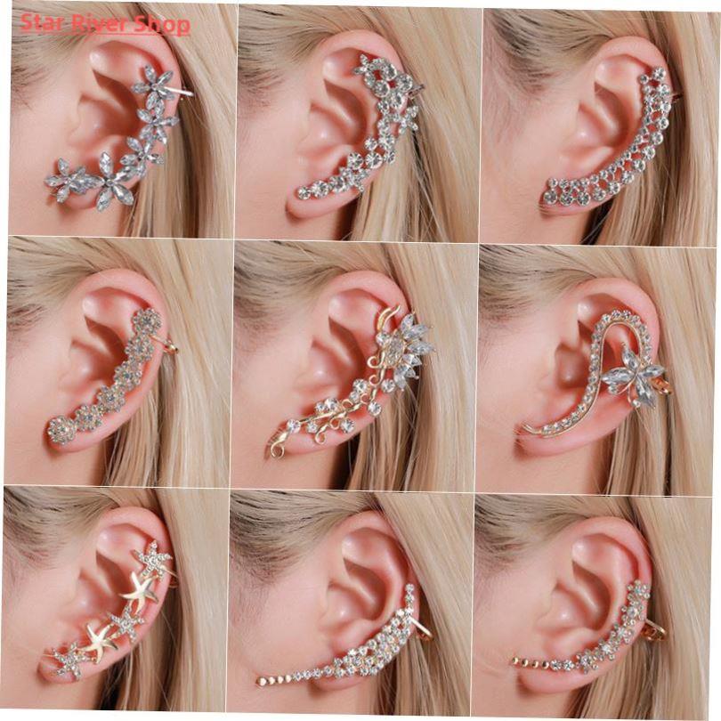 Bohemian NO Piercing Crystal Rhinestone Ear Cuff Wrap Stud C
