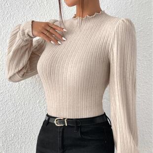 Top small high neck long sleeved bottom shirt for women