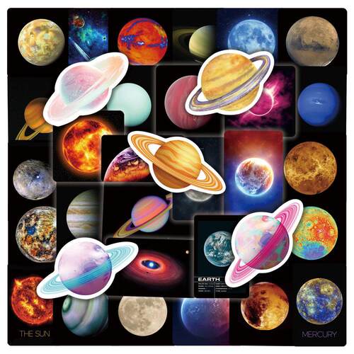 10/50PCS Space DIY Planet Sticker Notebook Trolley Case Bike