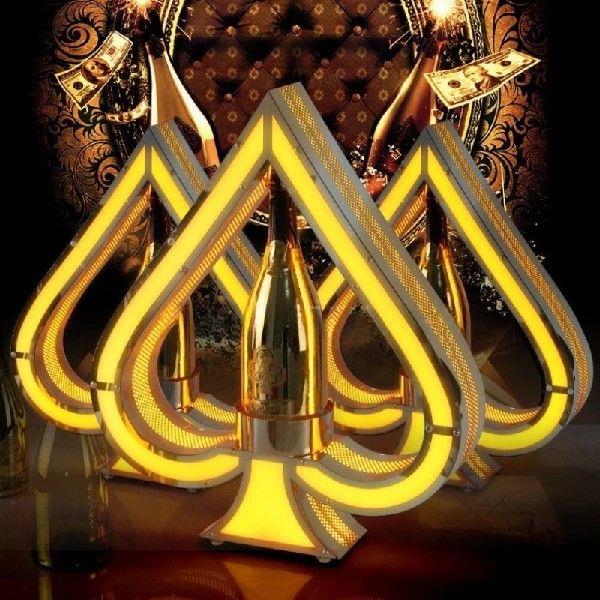 Stainless Steel Luminous Wine Rack Spades A Champagne and