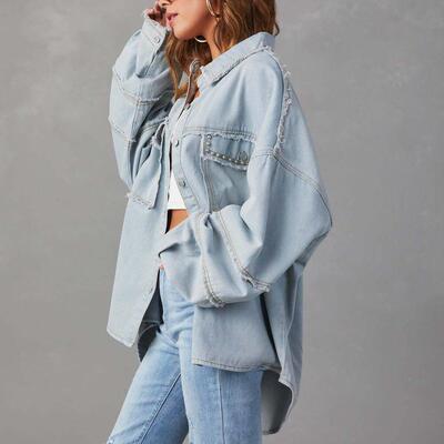 Rivet lapel wash water hair mustache denim jacket