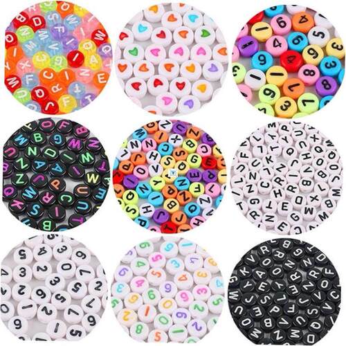 100pcs 6mm Mixed Square Alphabet Letter Beads Charms