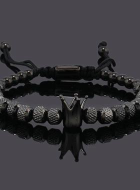Luxury Crown Charms Man Bracelet Stainless Steel Beads