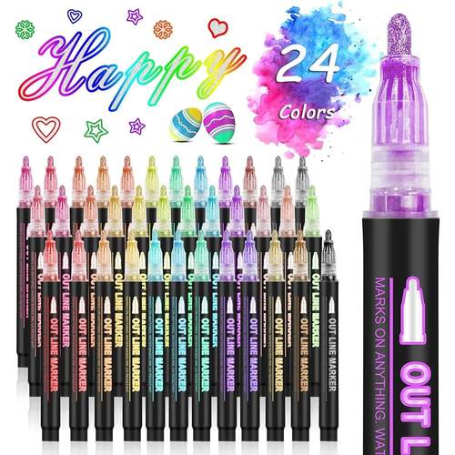 36 Color Double Line Outline Art Pen Marker Pen DIY Graffiti