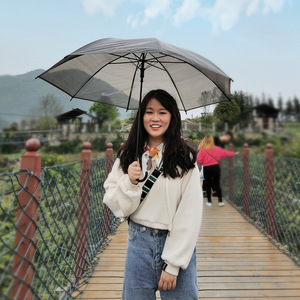 透明雨伞女长柄伞网红学生透明黑伞直柄小清新广告伞黑色印logo伞