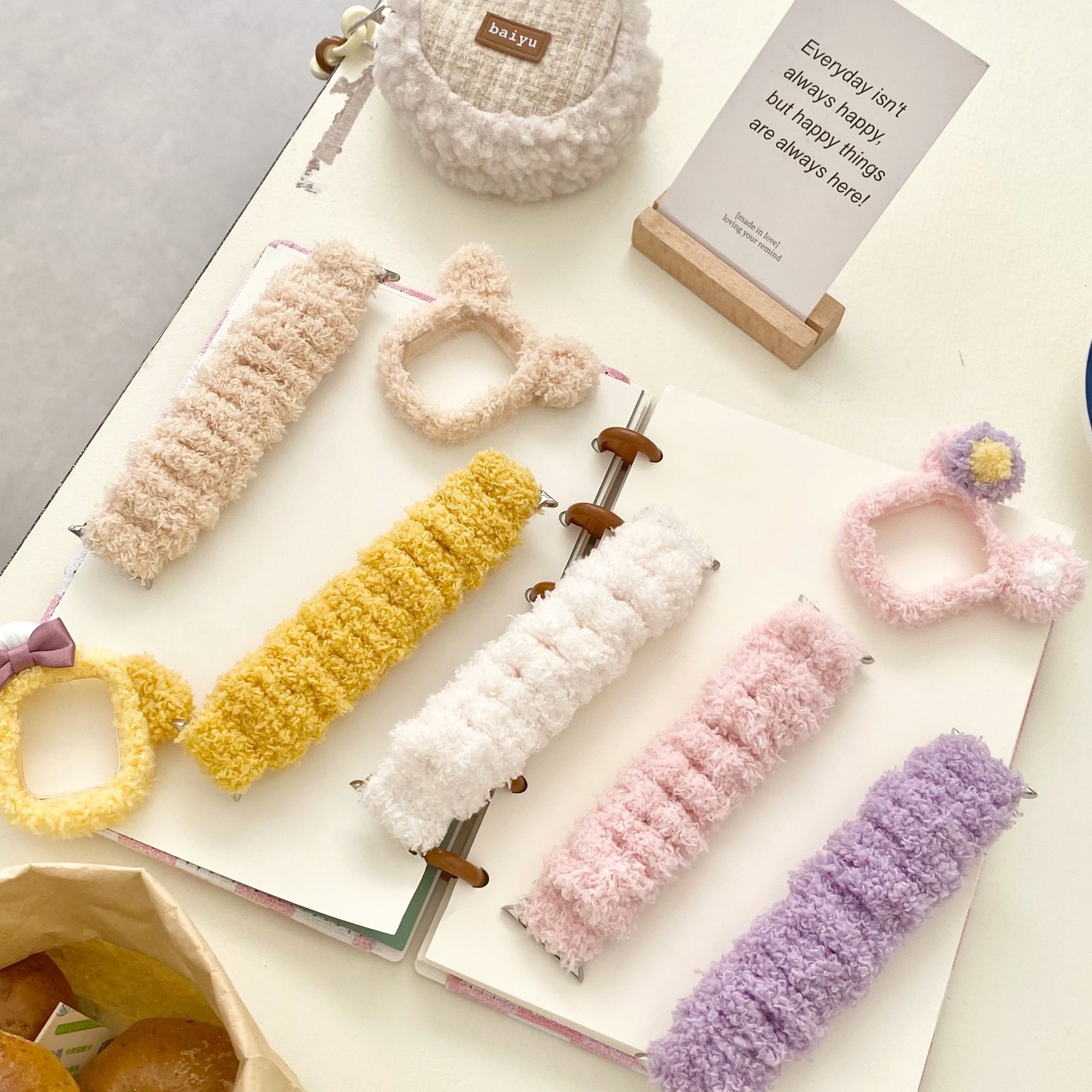 可爱饼饼毛绒绒表壳适用苹果S10代手表表带Applewatch98765se手工