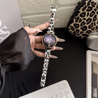 适用华为GT6/GT5豹纹皮质表带OPPOX2mini秋冬款小米s4女生watch5