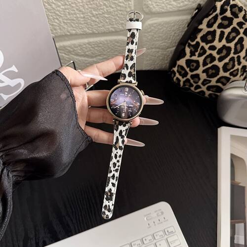 适用华为GT6/GT5豹纹皮质表带OPPOX2mini秋冬款小米s4女生watch5