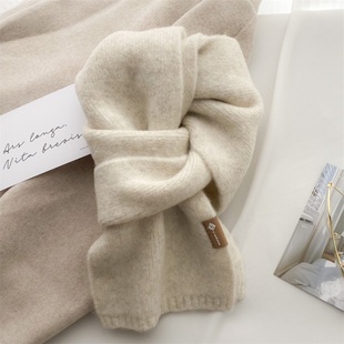 高级感韩版百搭小围巾女秋冬季软糯针织仿羊绒护颈围脖2025新款潮