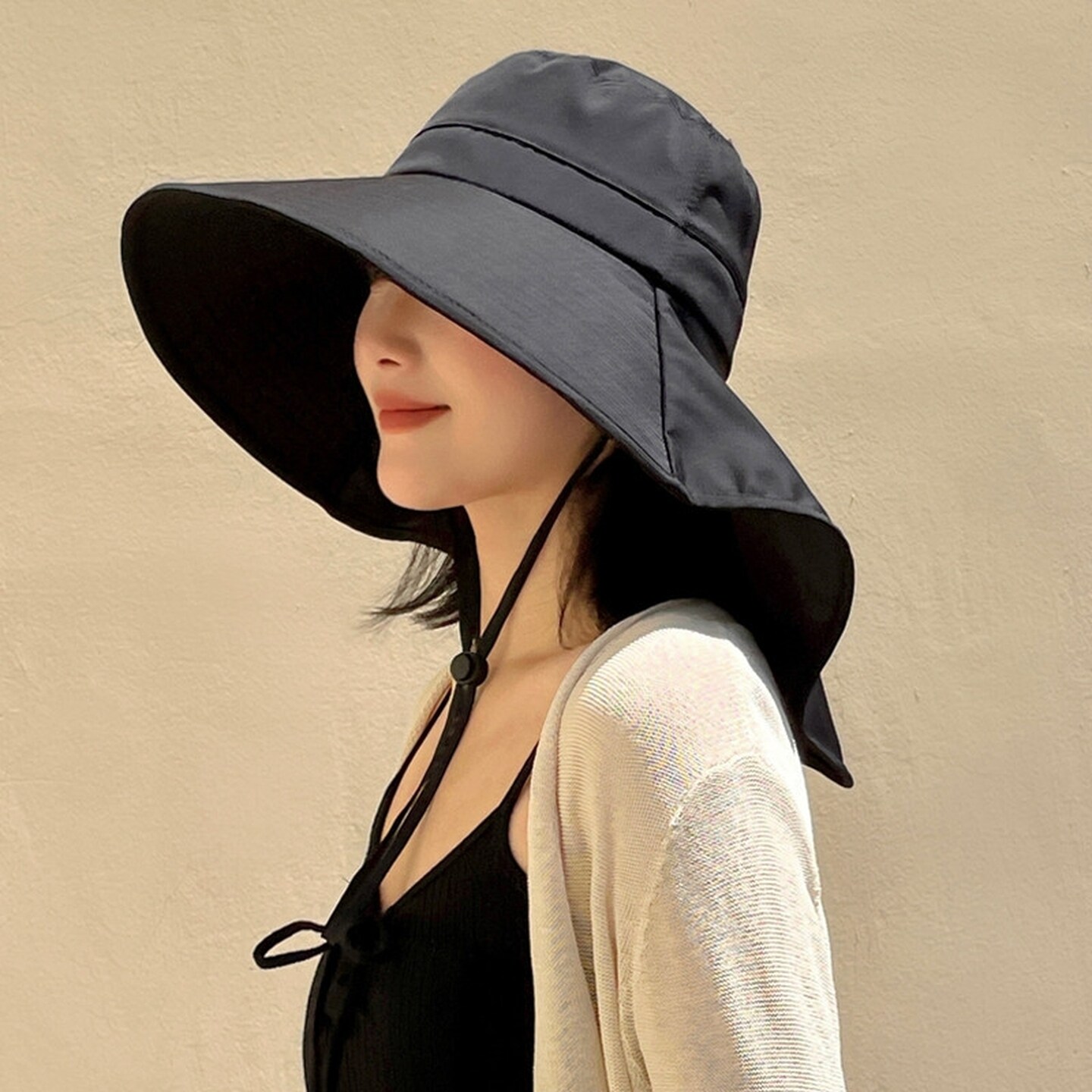 冰丝大帽檐太阳帽女防晒洋气时尚渔夫帽女士款防紫外线骑车吹不翻