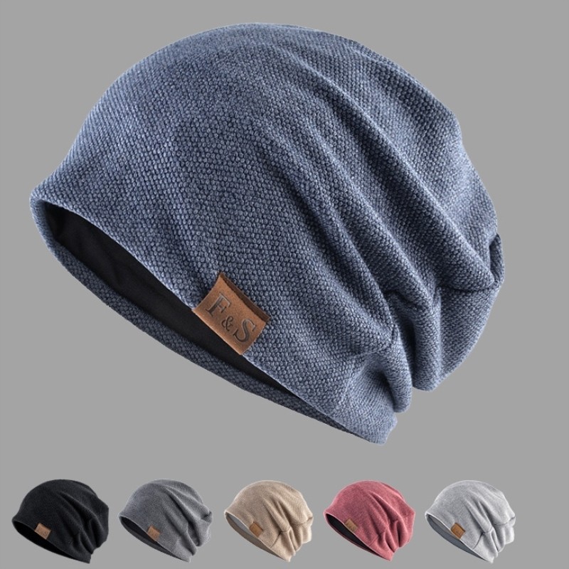 全棉睡帽纯棉帽子男士冬季加绒保暖毛线帽冷帽包头针织帽薄款帽子