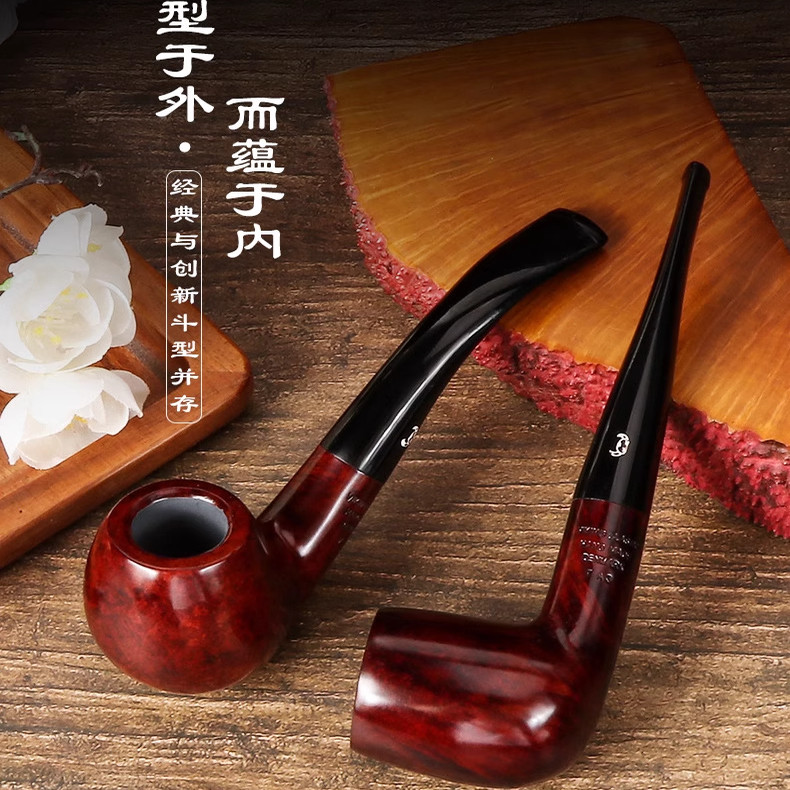 网红款石楠木牛头烟斗 男士手工实木烟斗 传统可拆卸旱烟斗草送礼