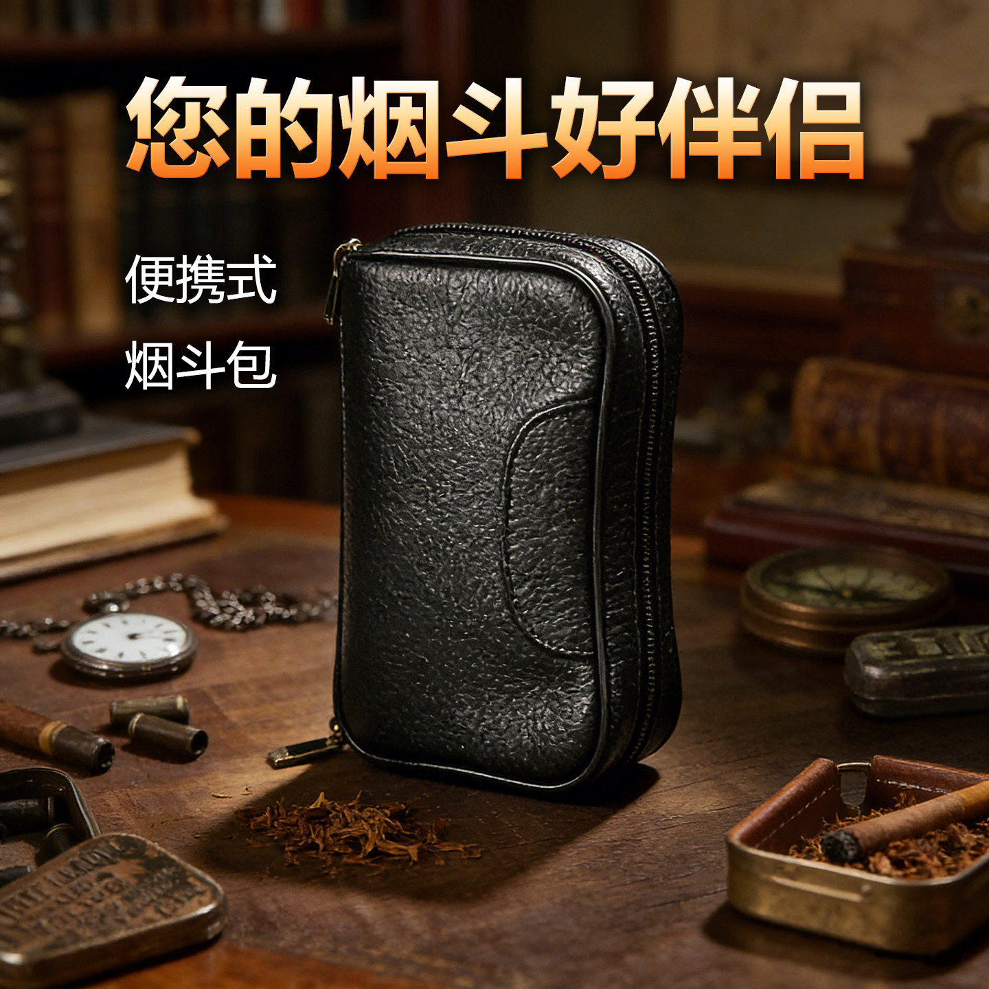 烟斗包便携式软皮革大容量烟具配件收纳包烟斗客多功能斗丝袋
