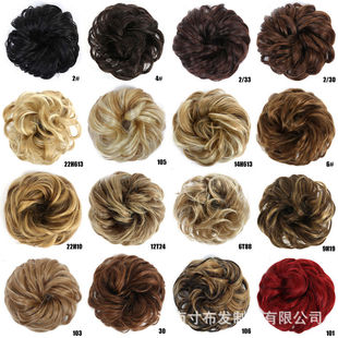 假发欧美凌乱假发卷发圈发饰影楼盘蓬松头丸子头花苞彩色卷发发包
