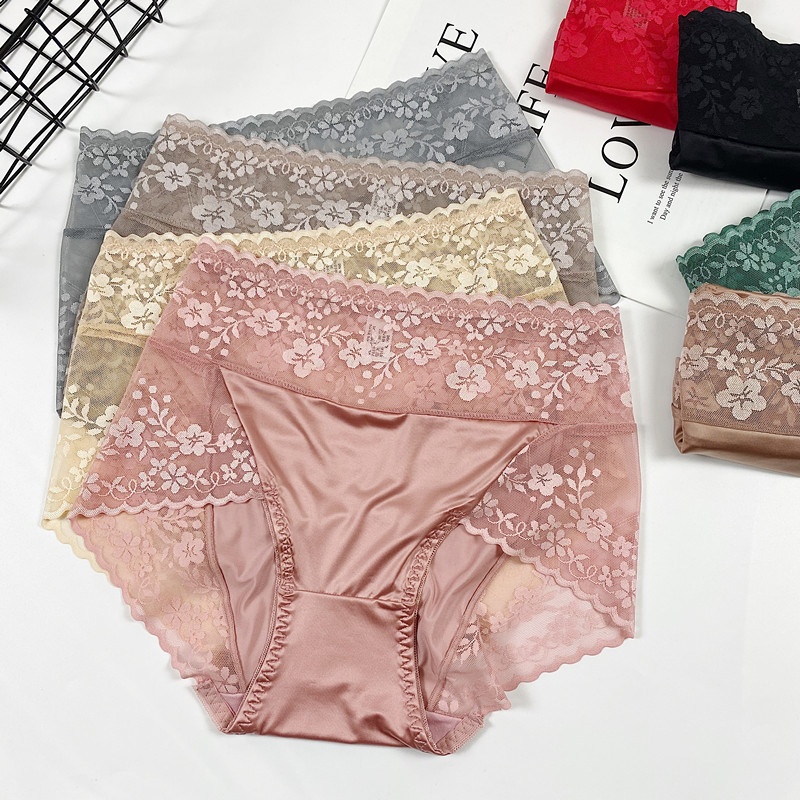 蕾丝中高腰收腹女士内裤女夏 8色冰丝高端性感女士短裤批发均码
