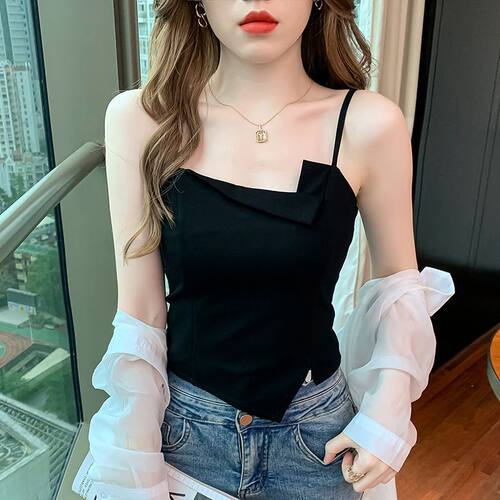 小众无袖吊带背心女新款短款上衣