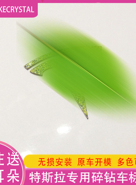 适用特斯拉modely焕新3钻石车标贴黑化绿色方向盘装饰尾门字母贴