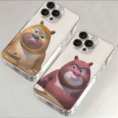 熊大熊二情侣适用真我GTNeo3/Neo2T手机壳GT8Pro透明realme1513Pro+V11V13V25V30tV50sV60S学生Q3iQ5狂欢版