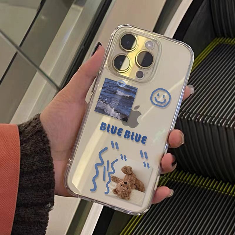 日韩插画小熊适用华为nova141312109876手机壳畅享70X活力版20Plus透明Mate70Pro+学生Pura80p70p60p50p40p30