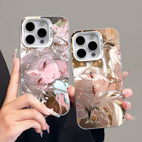二次元心月狐适用iPhone17e/18Promax手机壳彩银磨砂苹果111213mini/141516Plus学生XRXS高级感SE3代7/8Plus