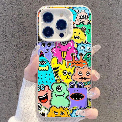 涂鸦小怪兽适用iPhone17Air/16Promax手机壳彩银磨砂苹果111213mini/1415Plus学生XRXS高级感SE3代6s/78Plus