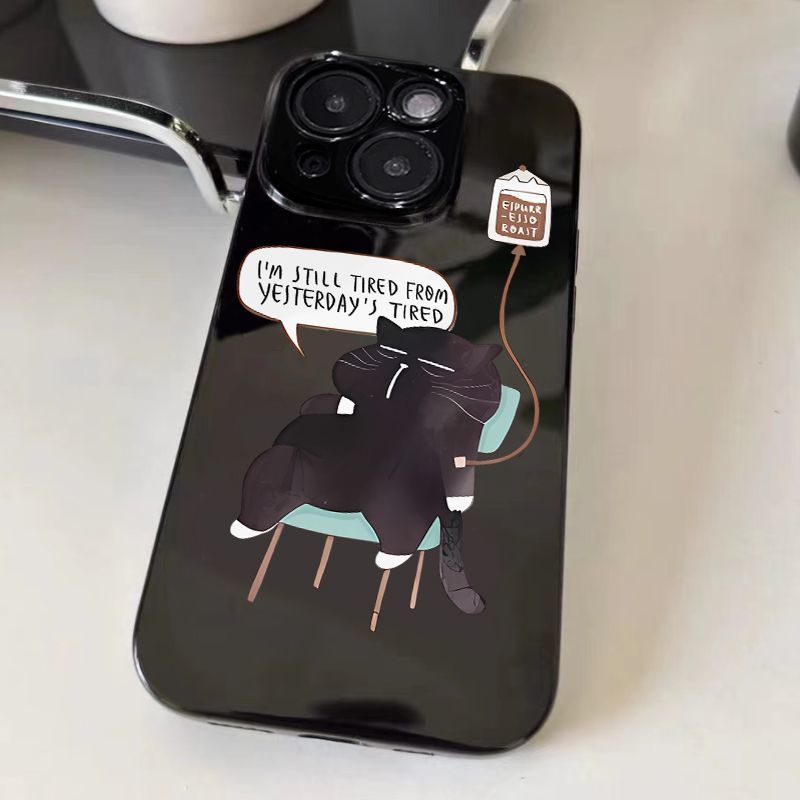 创意输液猫咪适用iQOOZ10Turbo+Z9Z8Z7x手机壳黑色iQOONeo11109SPro+87竞速版65SE爱酷iQOO15131211学生U1U5e