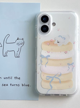 千层蛋糕小狗适用OPPOReno1514手机壳K12K13Turbo白底FindX9Pro/X8S+x7Ultra少女A6iA5活力版A53A72A58A96A97