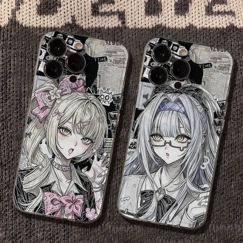 暗黑漫画少女适用GT8Pro真我Neo7Turbo手机壳透明Realme1513Pro+V70V60V50V30V25V20V15V13学生Q2Q3iQ5狂欢版